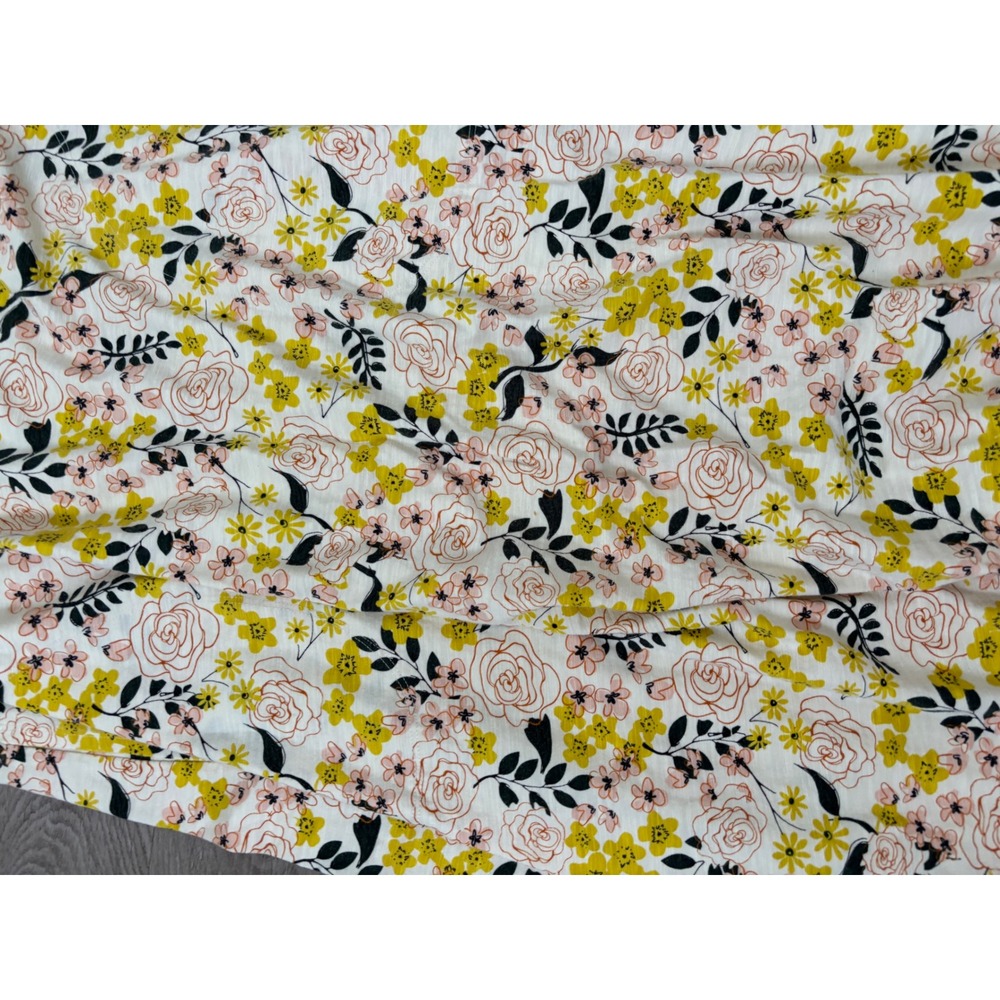 Duluth Trading Co Floral Maxi Dress Womens Small Yellow Pink Ribbed High Low Hem - Picture 2 of 5